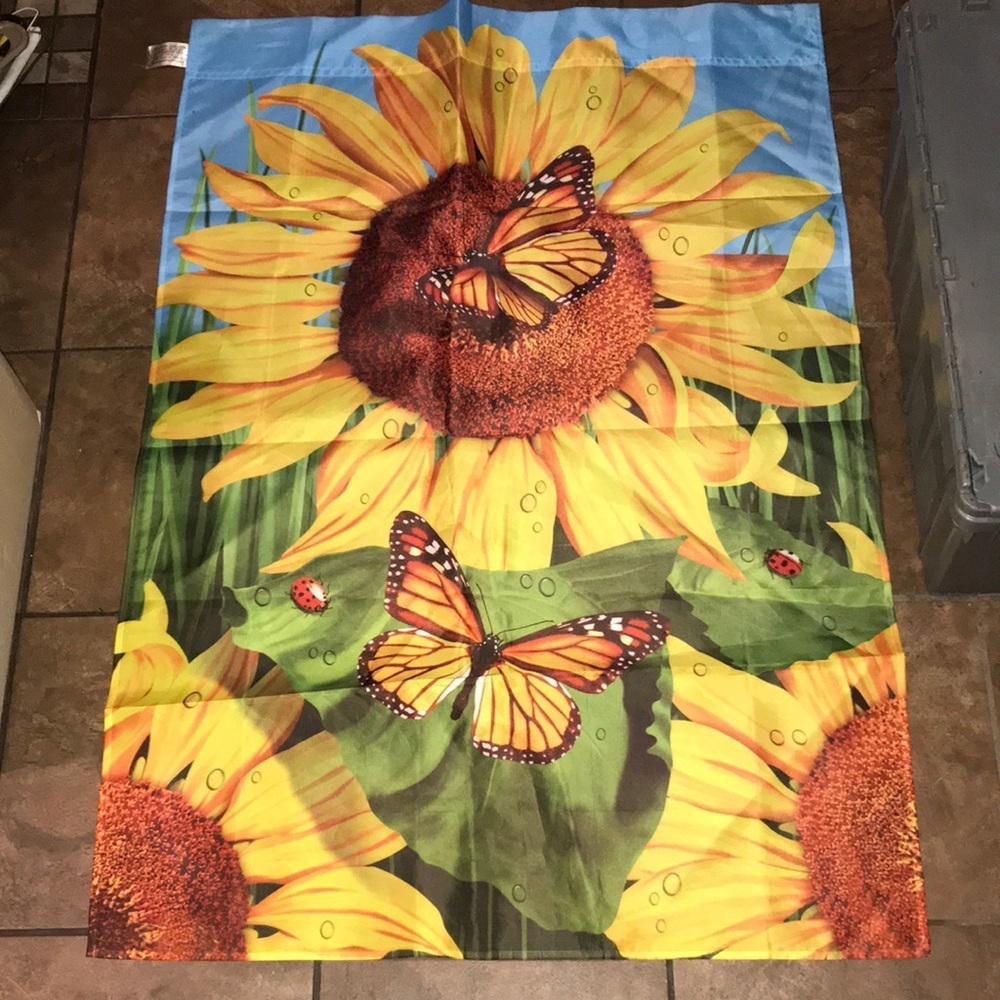 Sunflower and Butterfly Outdoor Flag